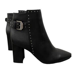 Aquatalia Peri Boot Studded Leather Heeled Ankle Black 9